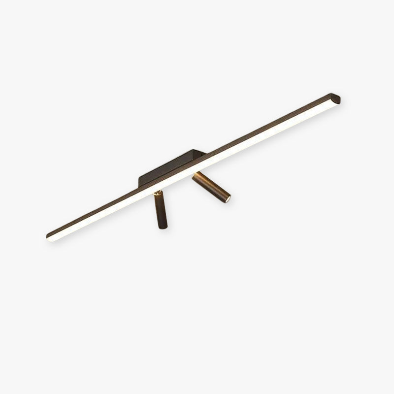 Plafoniera LED lineare nera a soffitto con faretti orientabili, stile minimalista