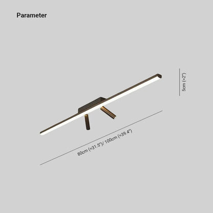 Plafoniera LED lineare nera a soffitto con faretti orientabili, stile minimalista