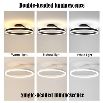 Plafoniera LED moderna ad anello circolare in nero e bianco minimalista