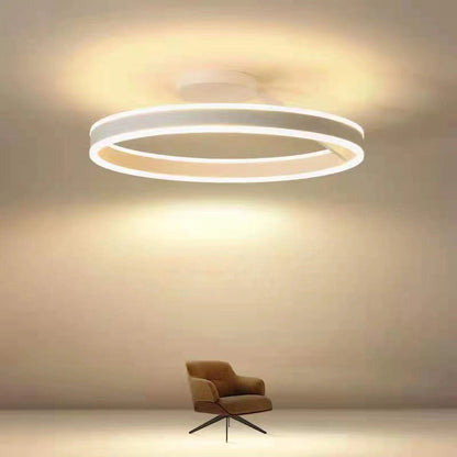 Plafoniera LED moderna ad anello circolare in nero e bianco minimalista
