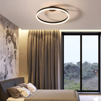 Plafoniera LED moderna ad anello circolare in nero e bianco minimalista