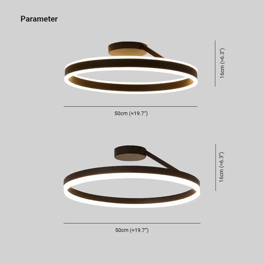 Plafoniera LED moderna ad anello circolare in nero e bianco minimalista