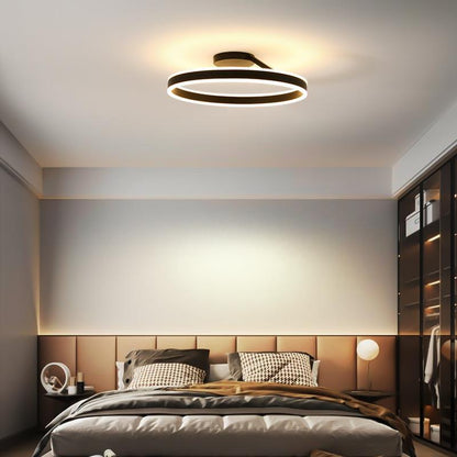 Plafoniera LED moderna ad anello circolare in nero e bianco minimalista