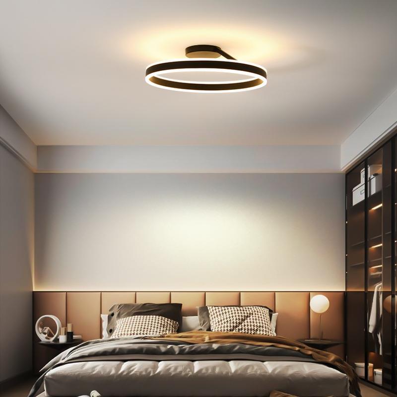 Plafoniera LED moderna ad anello circolare in nero e bianco minimalista