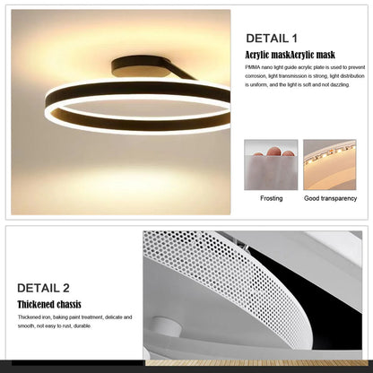 Plafoniera LED moderna ad anello circolare in nero e bianco minimalista