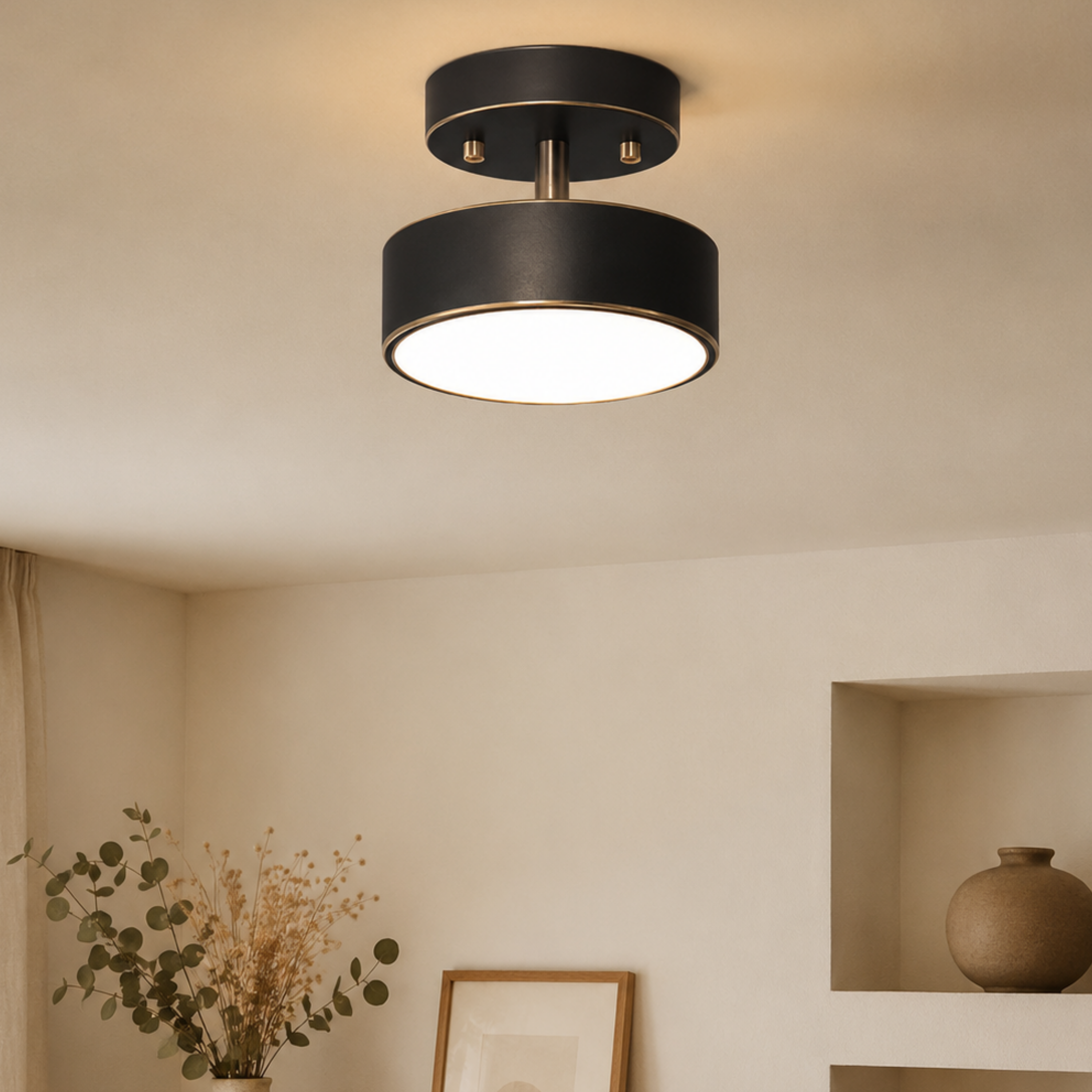 Plafoniera LED moderna rotonda color rame in stile nordico
