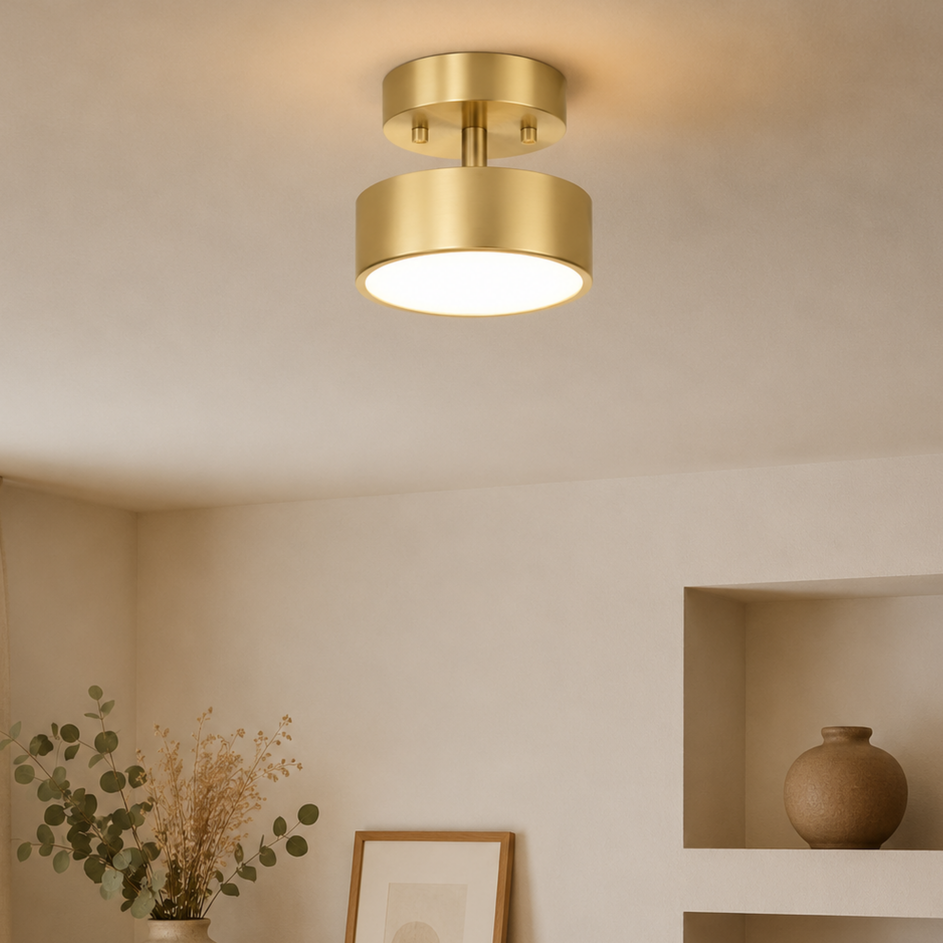 Plafoniera LED moderna rotonda color rame in stile nordico