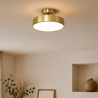 Plafoniera LED moderna rotonda color rame in stile nordico
