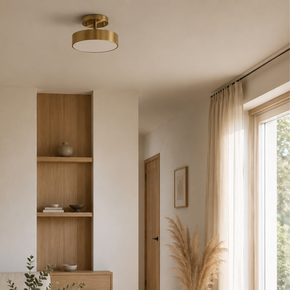 Plafoniera LED moderna rotonda color rame in stile nordico