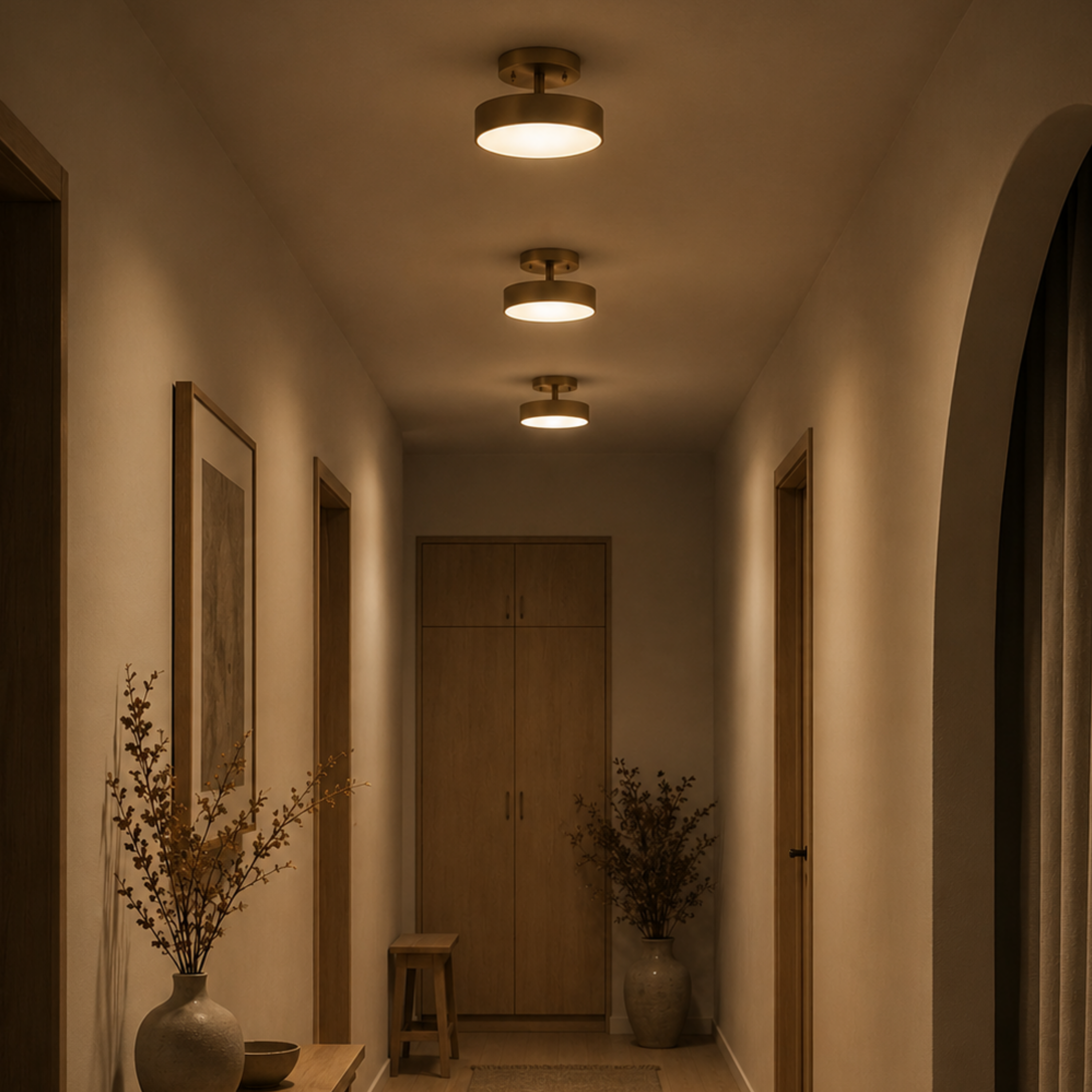 Plafoniera LED moderna rotonda color rame in stile nordico