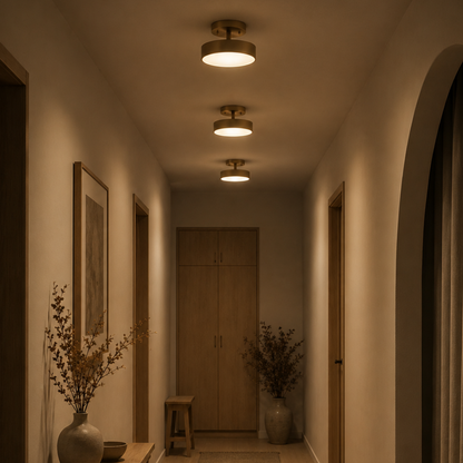 Plafoniera LED moderna rotonda color rame in stile nordico