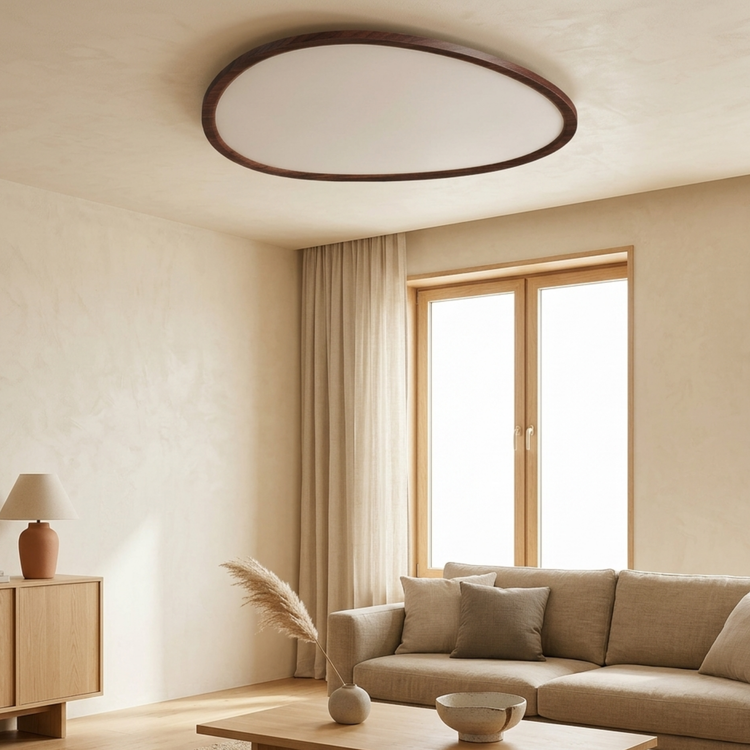 Plafoniera LED ovale in acrilico marrone