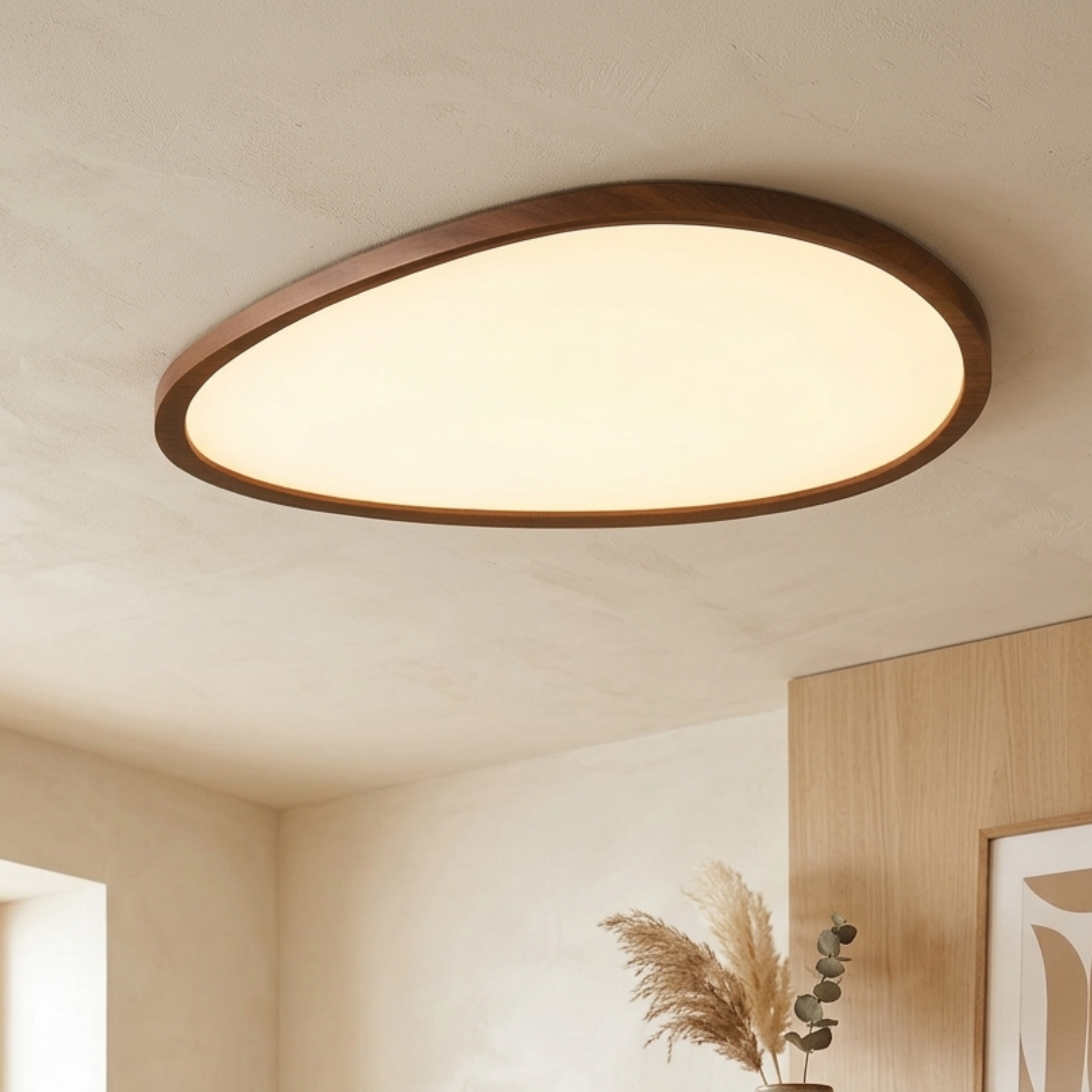 Plafoniera LED ovale in acrilico marrone