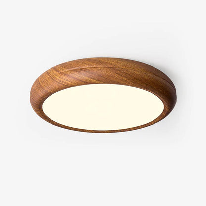 Plafoniera LED rotonda a soffitto con venatura del legno, stile japandi e scandinavo