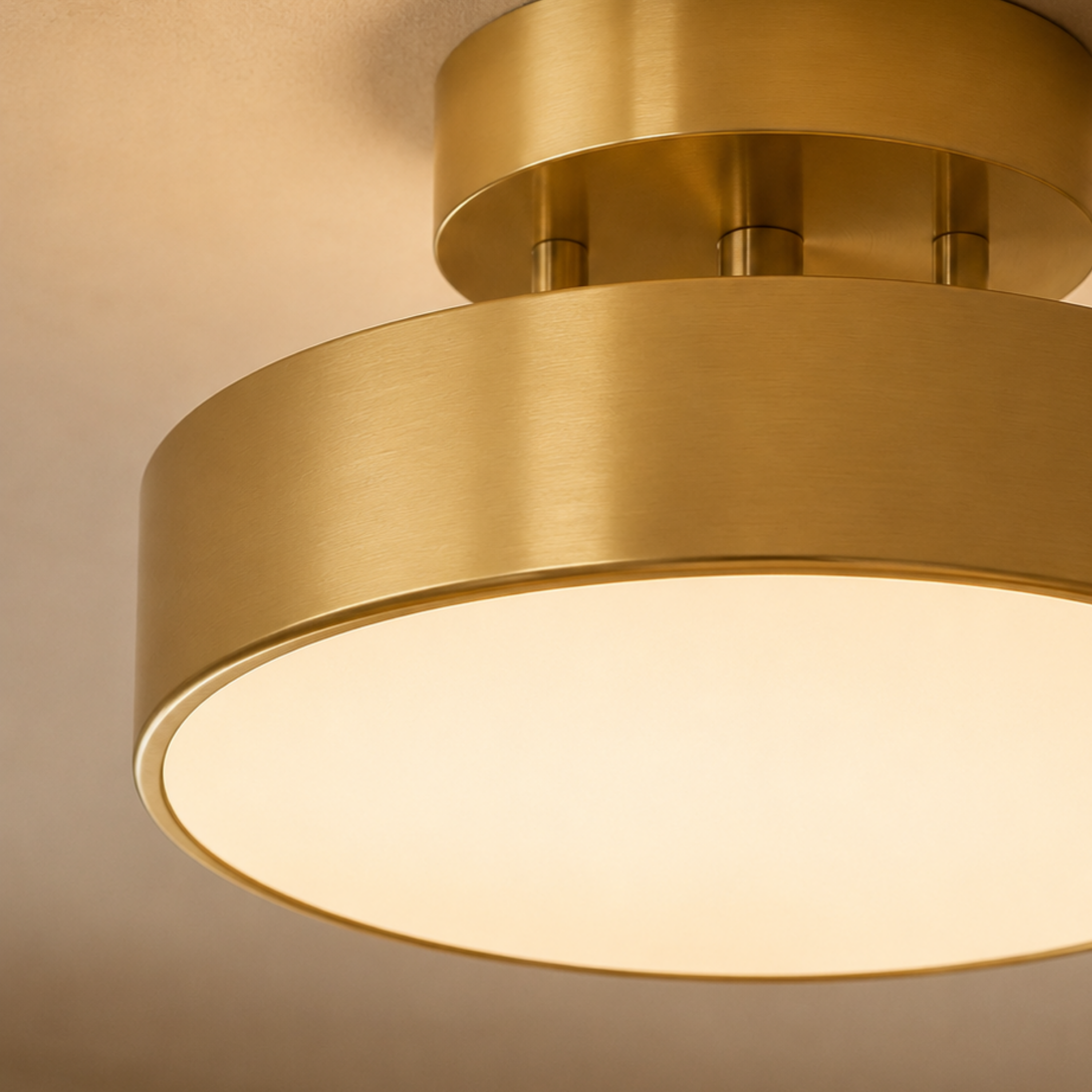 Plafoniera LED rotonda a soffitto in tonalità legno, tre colori commutabili
