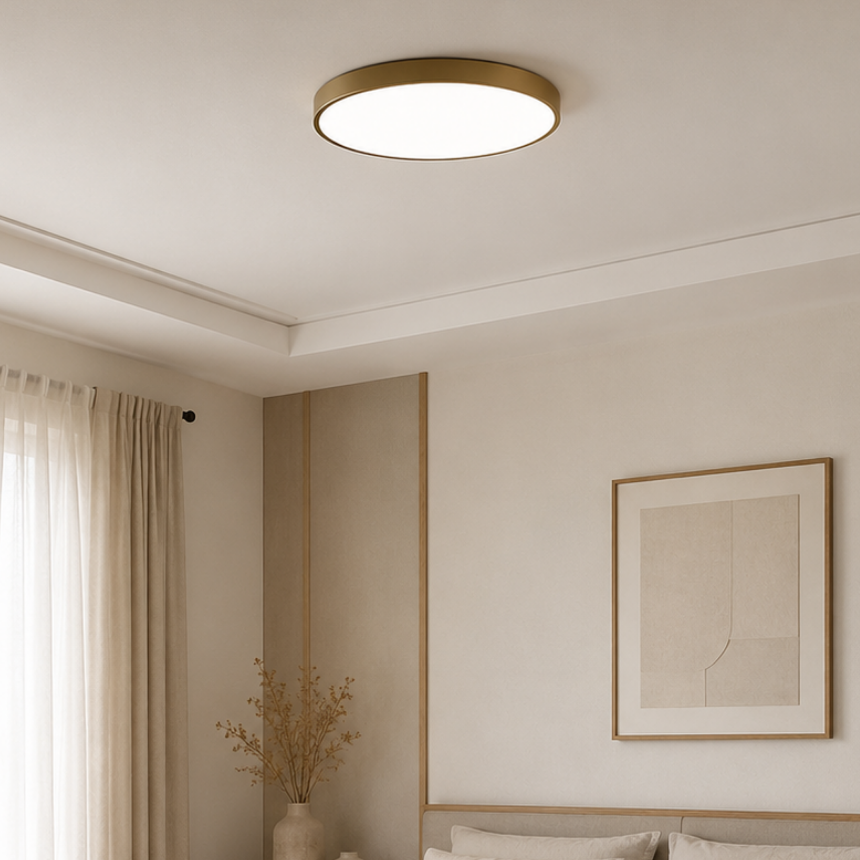 Plafoniera LED rotonda a soffitto oro dal profilo sottile