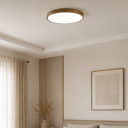 Plafoniera LED rotonda a soffitto oro dal profilo sottile