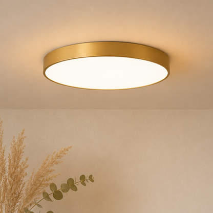 Plafoniera LED rotonda a soffitto oro dal profilo sottile