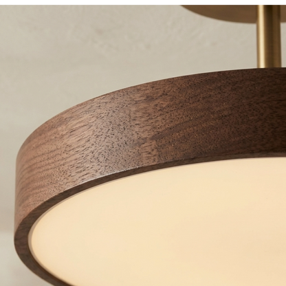 Plafoniera LED rotonda con venatura del legno