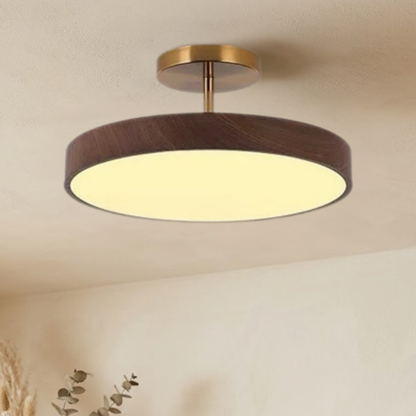 Plafoniera LED rotonda con venatura del legno