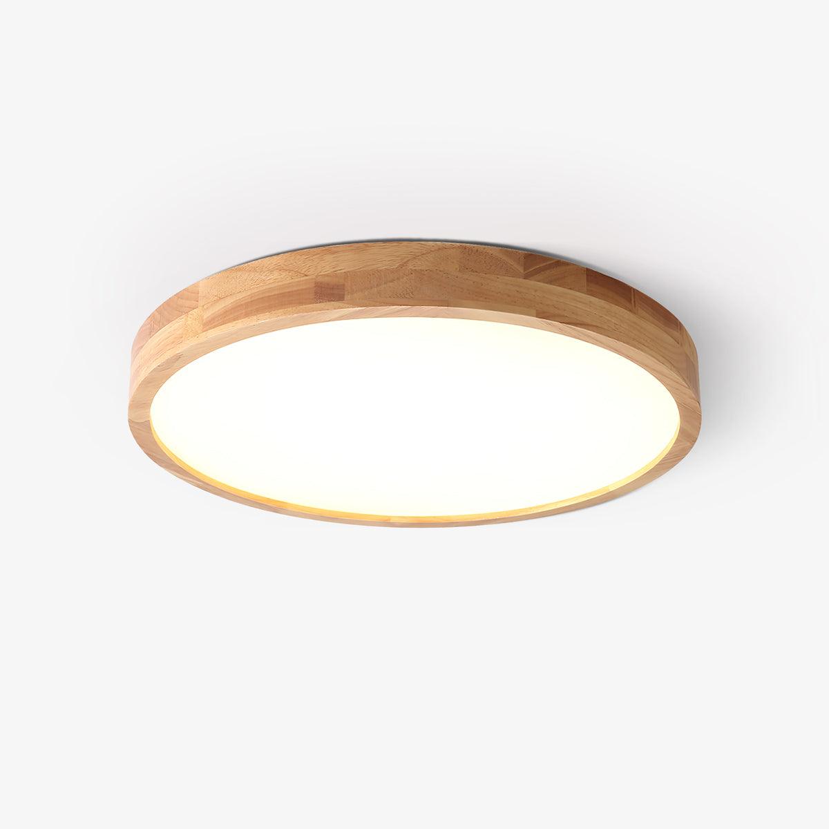 Plafoniera LED rotonda in legno massello, minimalista nordica
