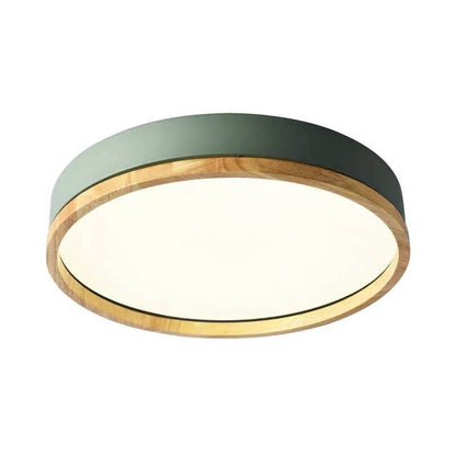 Plafoniera LED rotonda in legno verde a soffitto nordica scandinava