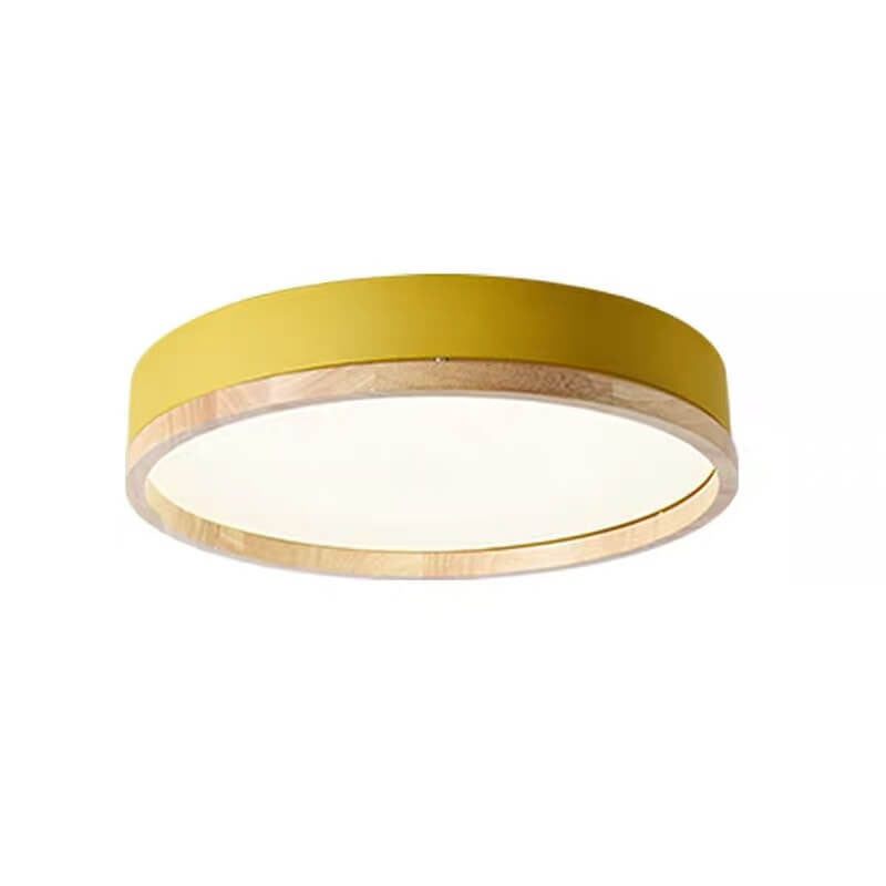Plafoniera LED rotonda in legno verde a soffitto nordica scandinava
