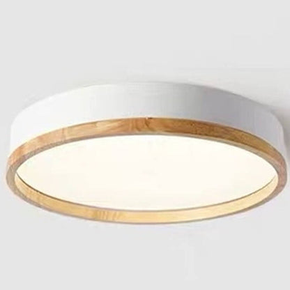 Plafoniera LED rotonda in legno verde a soffitto nordica scandinava