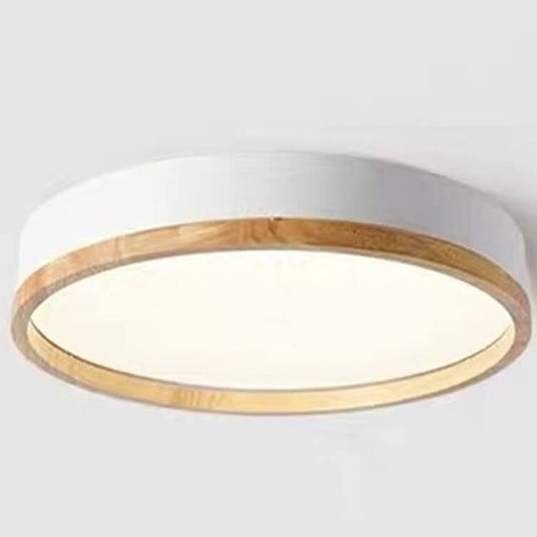 Plafoniera LED rotonda in legno verde a soffitto nordica scandinava