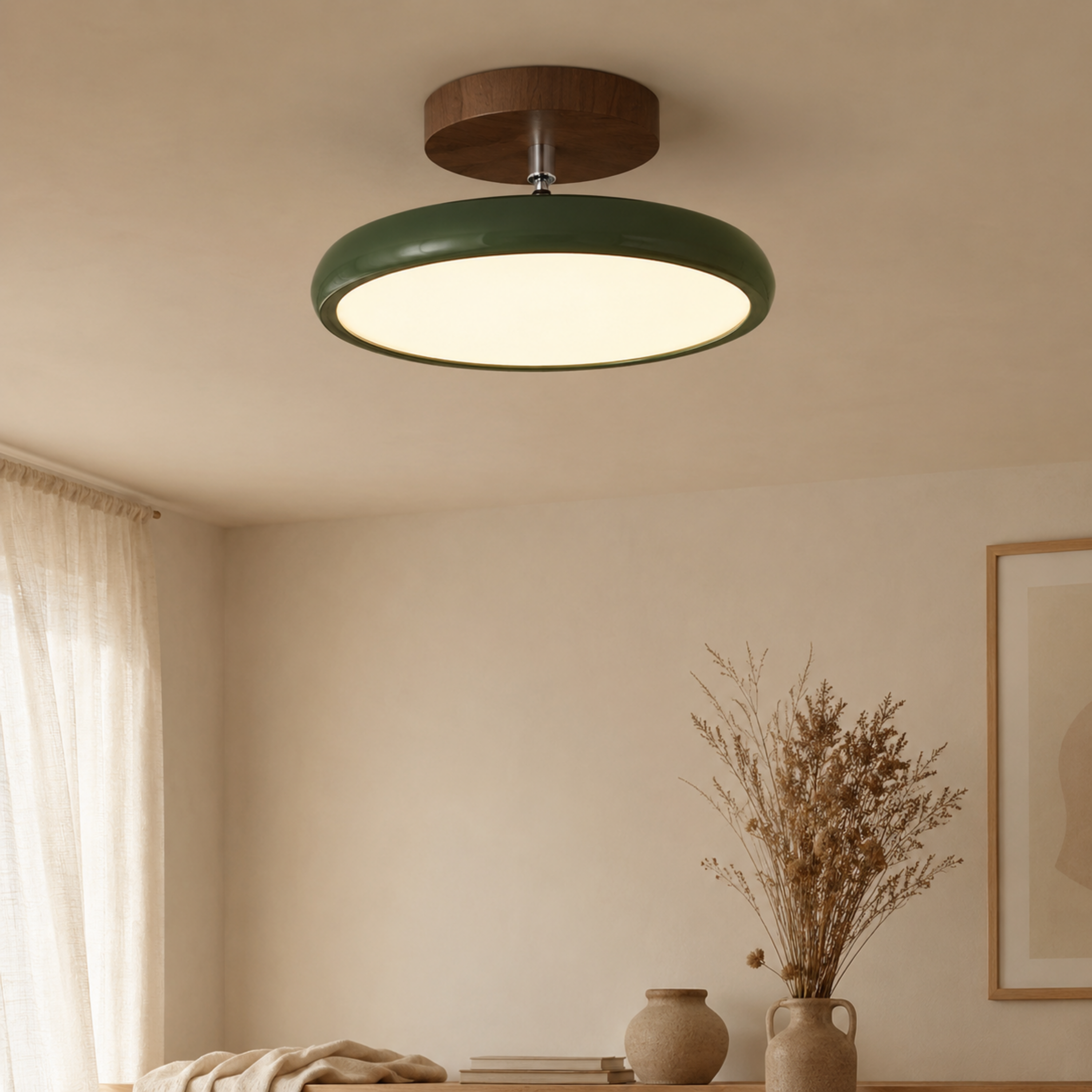Plafoniera LED rotonda retrò vintage in ferro e acrilico