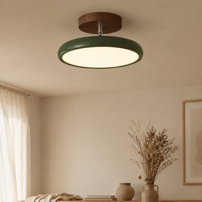 Plafoniera LED rotonda retrò vintage in ferro e acrilico