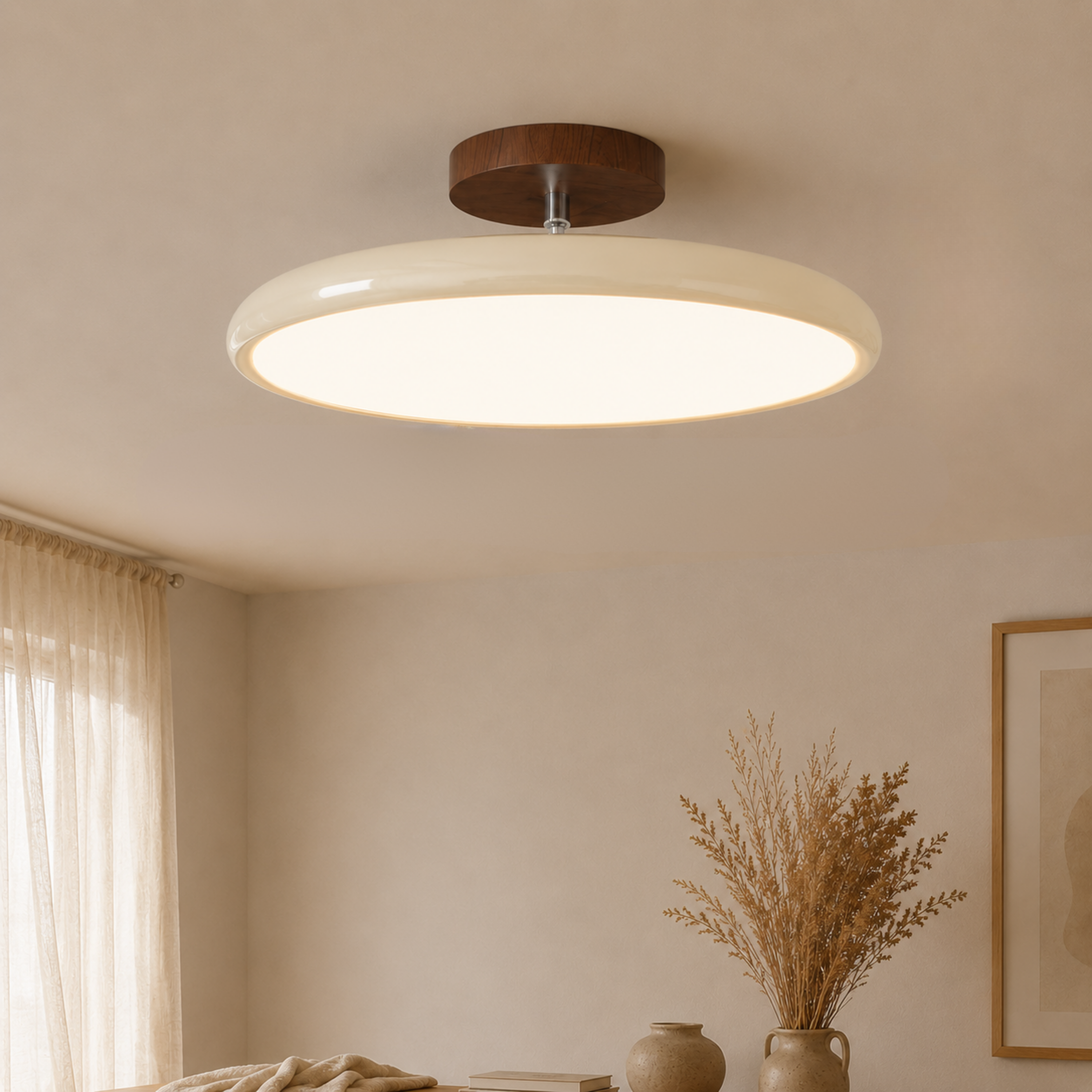 Plafoniera LED rotonda retrò vintage in ferro e acrilico