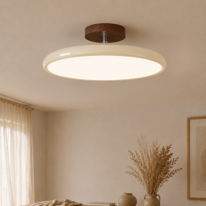 Plafoniera LED rotonda retrò vintage in ferro e acrilico