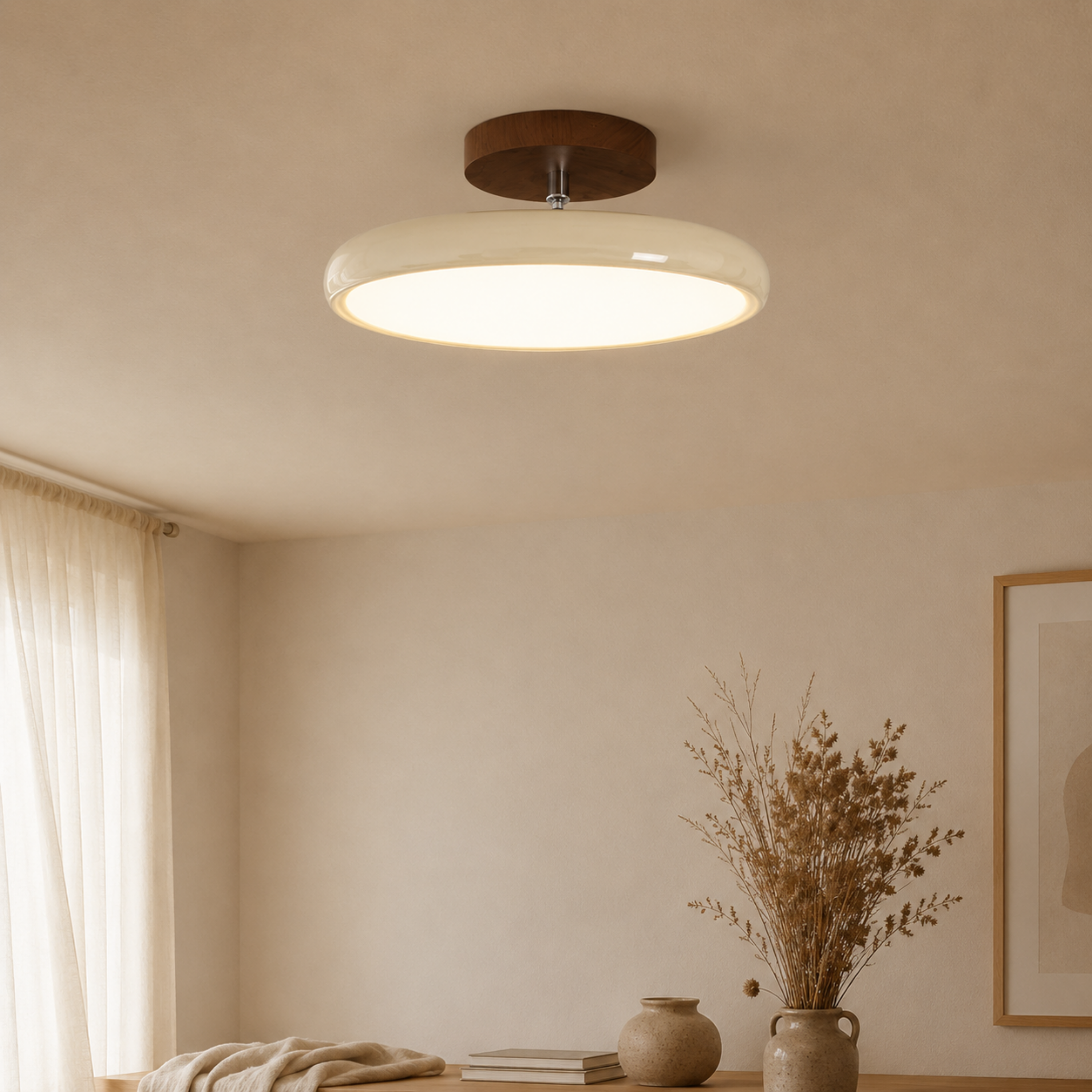 Plafoniera LED rotonda retrò vintage in ferro e acrilico