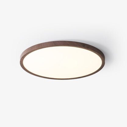 Plafoniera LED rotonda ultrasottile effetto legno noce, dimmerabile