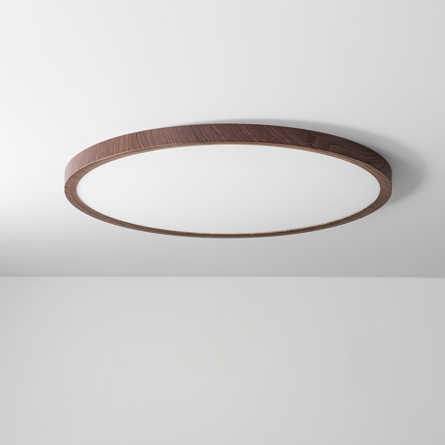 Plafoniera LED rotonda ultrasottile effetto legno noce, dimmerabile