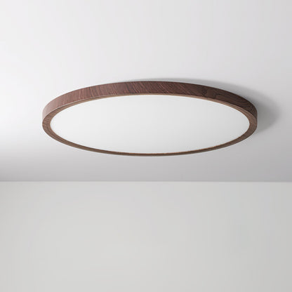 Plafoniera LED rotonda ultrasottile effetto legno noce, dimmerabile