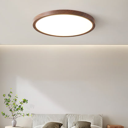 Plafoniera LED rotonda ultrasottile effetto legno noce, dimmerabile