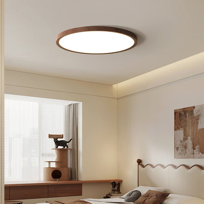 Plafoniera LED rotonda ultrasottile effetto legno noce, dimmerabile
