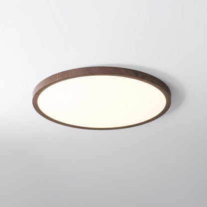 Plafoniera LED rotonda ultrasottile effetto legno noce, dimmerabile