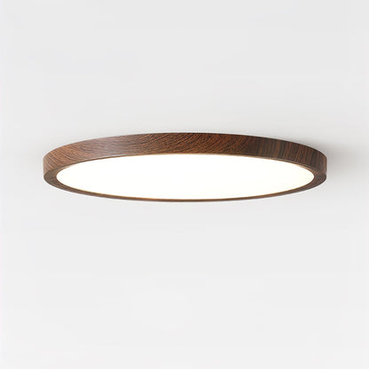 Plafoniera LED rotonda ultrasottile effetto legno noce, dimmerabile