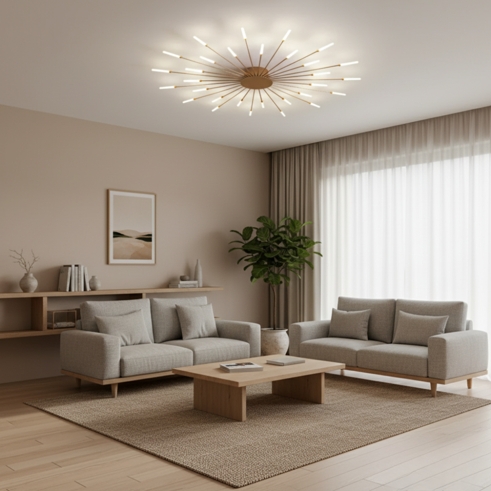 Plafoniera LED sputnik mid century con bracci a ramo regolabili