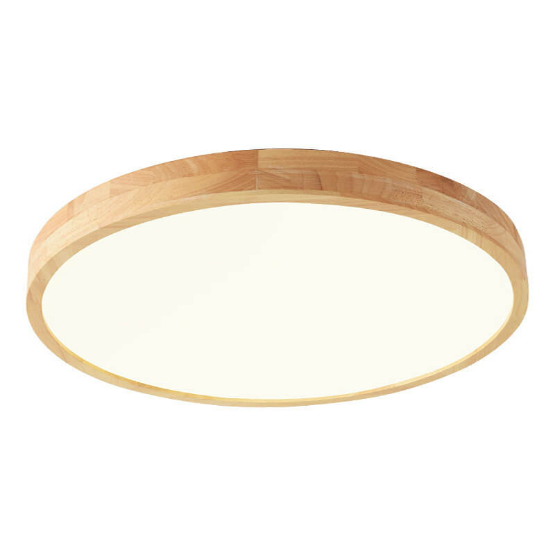 Plafoniera LED ultrasottile rotonda in legno naturale in stile scandinavo