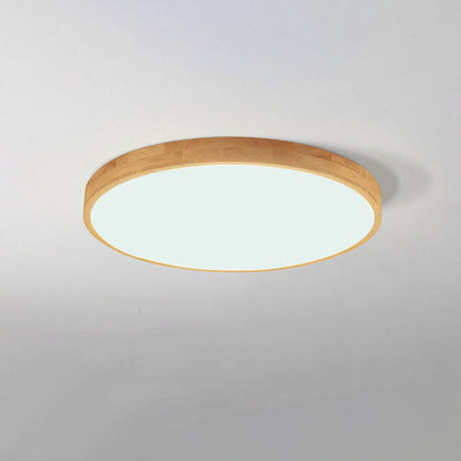 Plafoniera LED ultrasottile rotonda in legno naturale in stile scandinavo