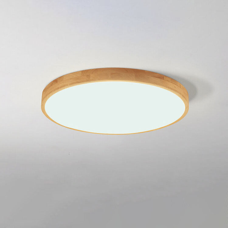 Plafoniera LED ultrasottile rotonda in legno naturale in stile scandinavo