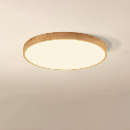 Plafoniera LED ultrasottile rotonda in legno naturale in stile scandinavo