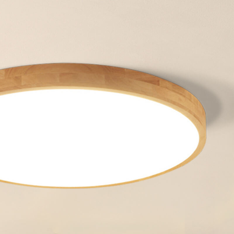 Plafoniera LED ultrasottile rotonda in legno naturale in stile scandinavo