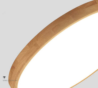 Plafoniera LED ultrasottile rotonda in legno naturale in stile scandinavo
