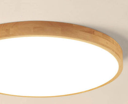 Plafoniera LED ultrasottile rotonda in legno naturale in stile scandinavo