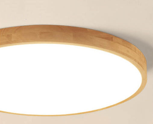 Plafoniera LED ultrasottile rotonda in legno naturale in stile scandinavo
